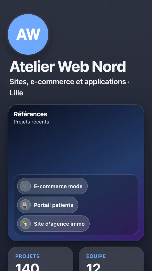 Aperçu du modèle Agence web