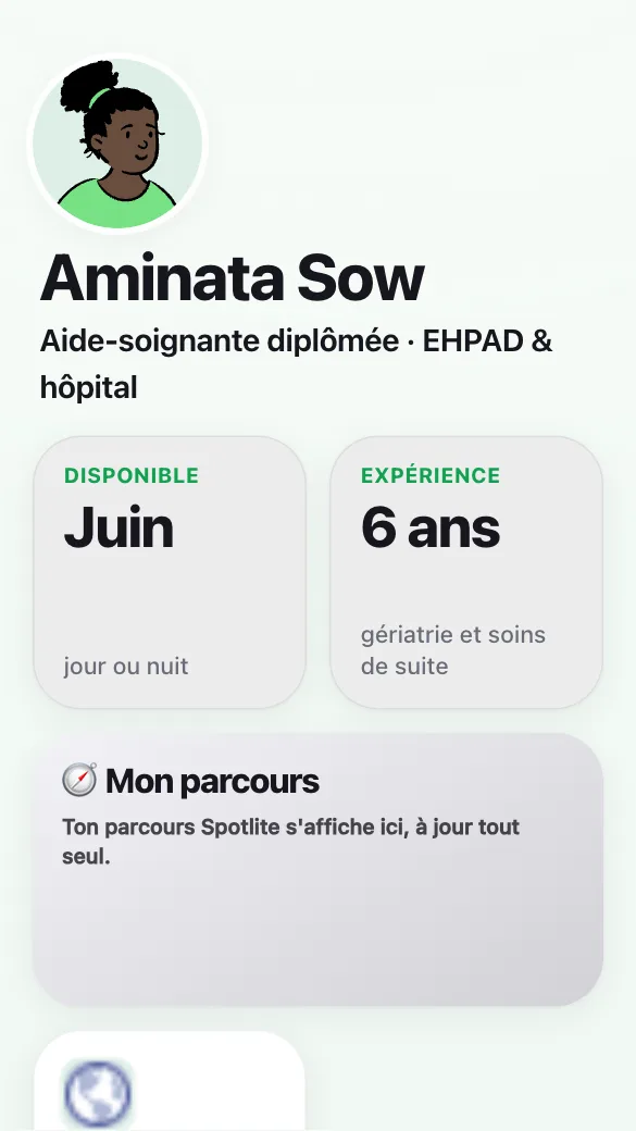Aperçu du modèle Aide-soignante