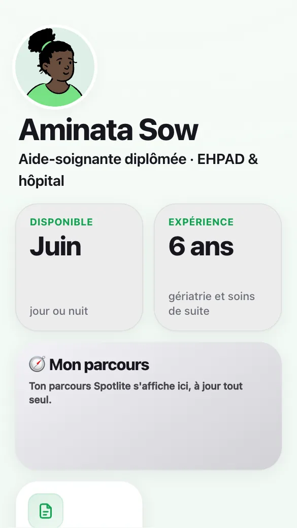 Aperçu du modèle Aide-soignante