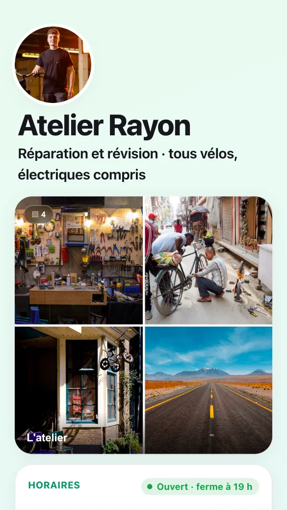 Aperçu du modèle Atelier vélo