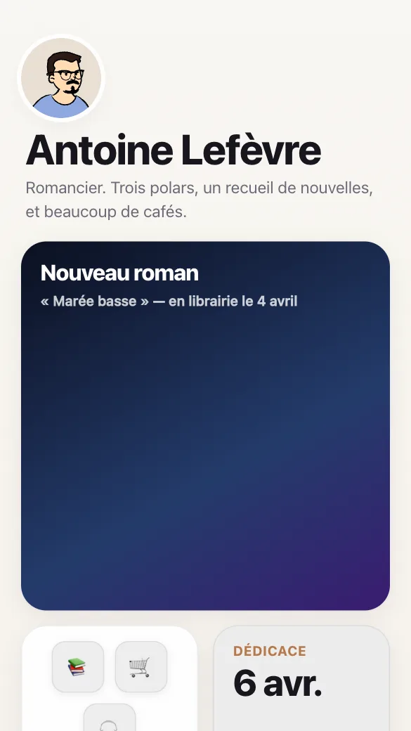 Aperçu du modèle Auteur