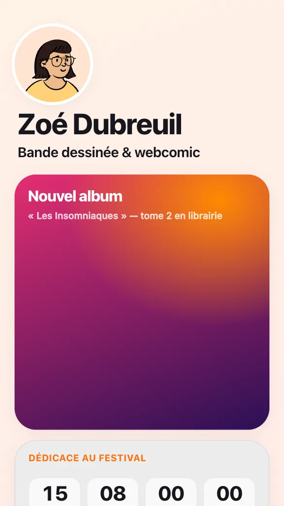 Aperçu du modèle Autrice de BD