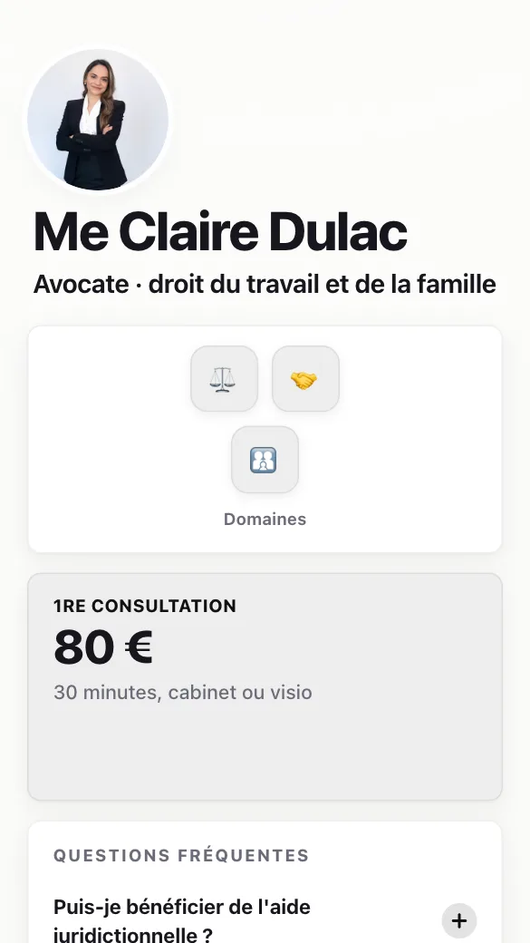 Aperçu du modèle Avocate