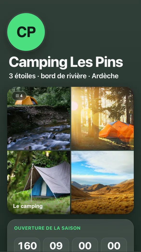 Aperçu du modèle Camping