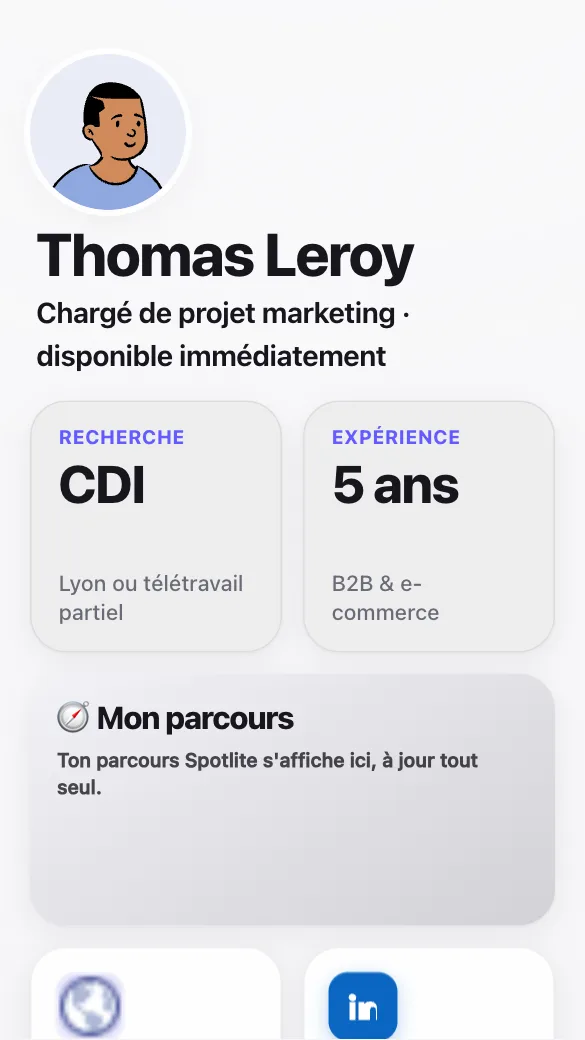 Aperçu du modèle Candidat en recherche d'emploi