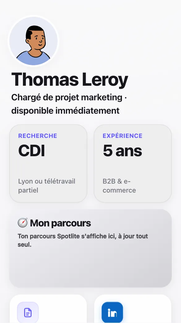 Aperçu du modèle Candidat en recherche d'emploi