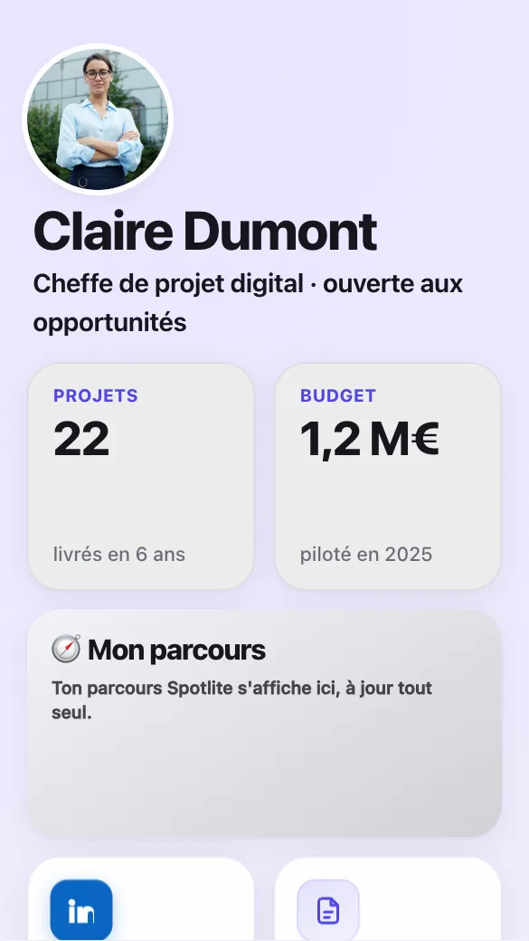 Aperçu du modèle Cheffe de projet