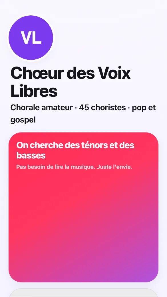Aperçu du modèle Chorale