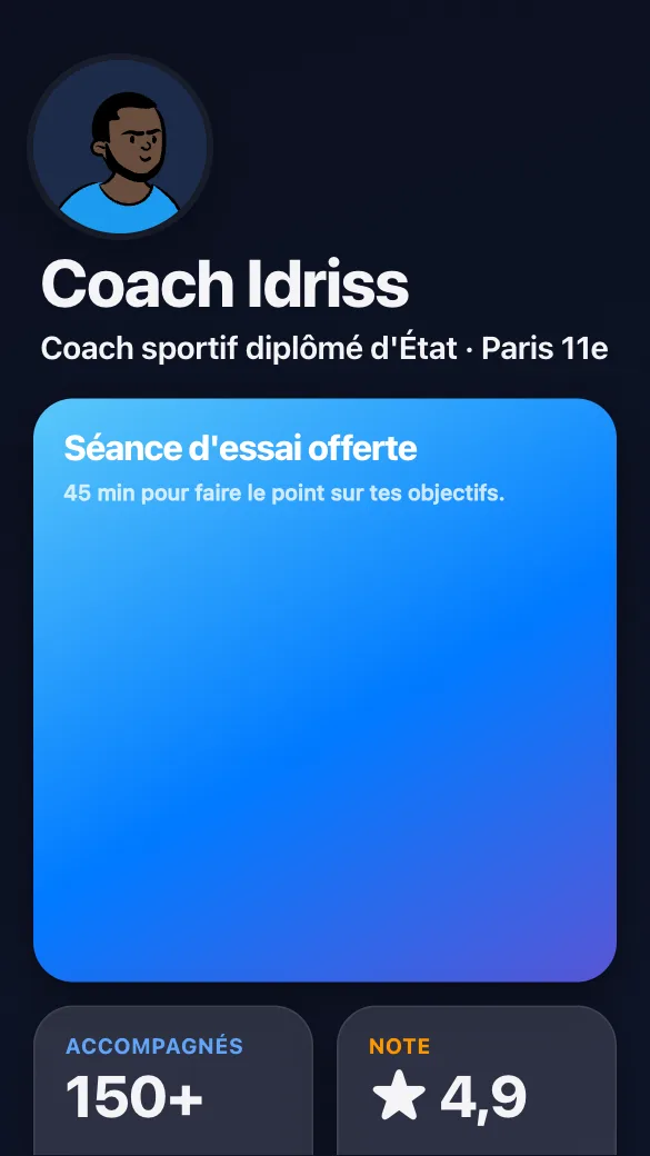 Aperçu du modèle Coach sportif