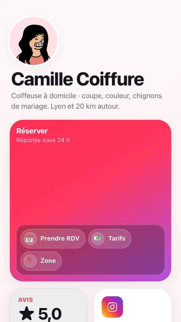 Aperçu du modèle Coiffeuse à domicile