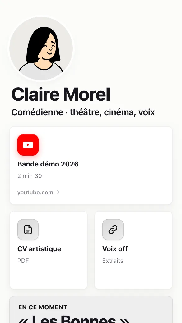 Aperçu du modèle Comédienne