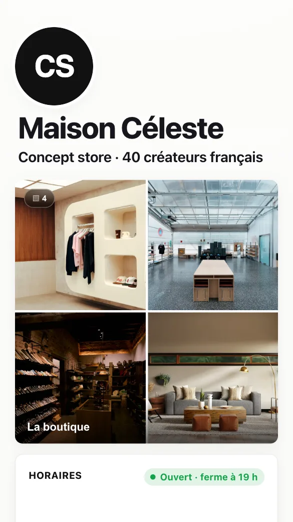 Aperçu du modèle Concept store