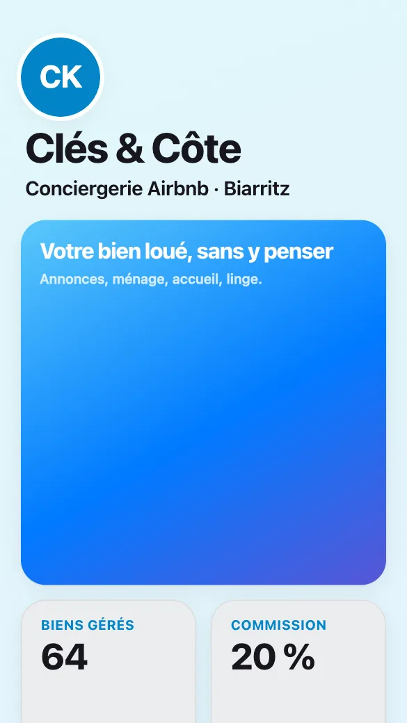 Aperçu du modèle Conciergerie location