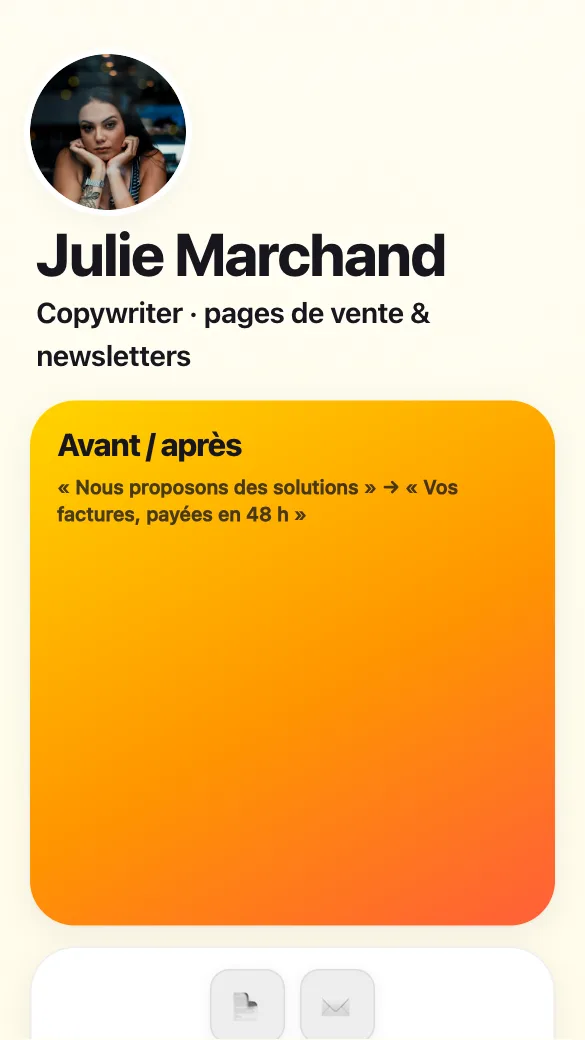 Aperçu du modèle Copywriter