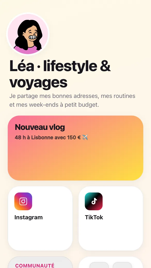 Aperçu du modèle Créatrice lifestyle