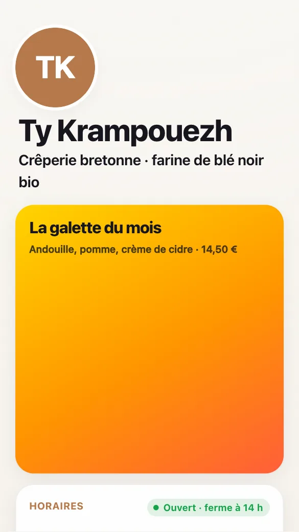 Aperçu du modèle Crêperie
