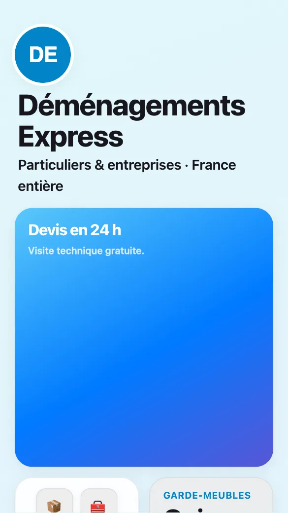 Aperçu du modèle Déménageur