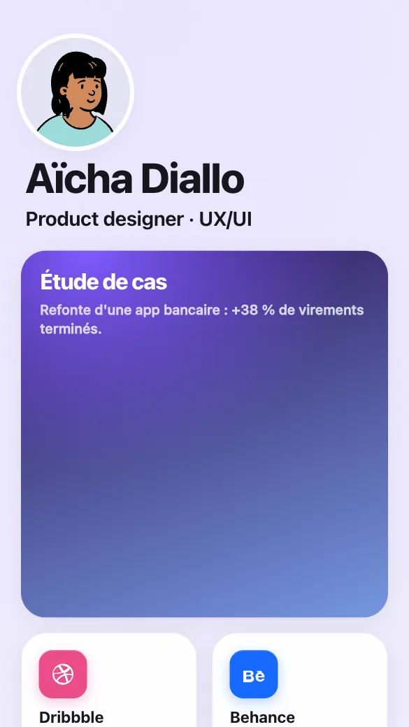Aperçu du modèle Designer UX/UI