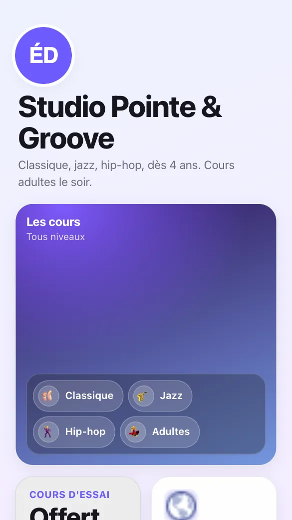 Aperçu du modèle École de danse