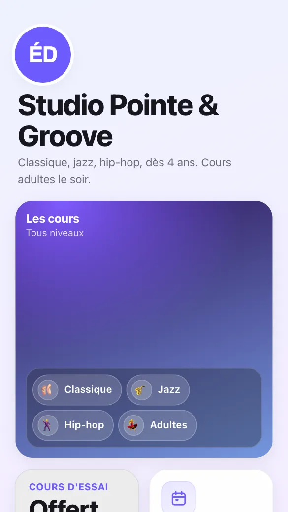 Aperçu du modèle École de danse