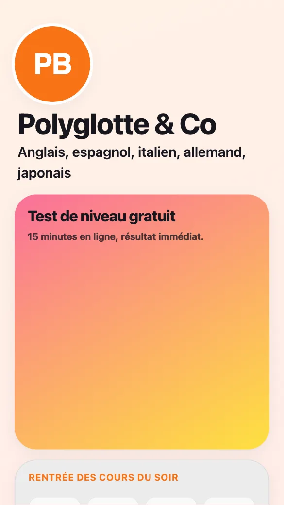 Aperçu du modèle École de langues