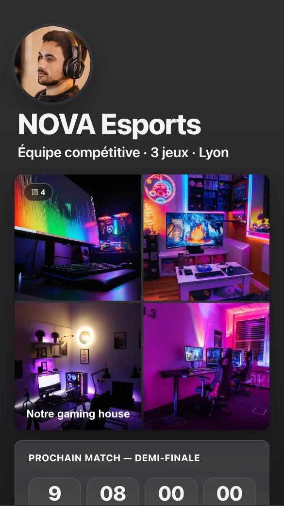 Aperçu du modèle Équipe esport