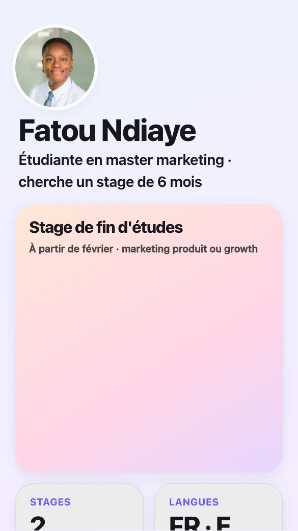 Aperçu du modèle Étudiant en école de commerce