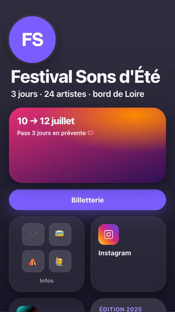 Aperçu du modèle Événement & festival