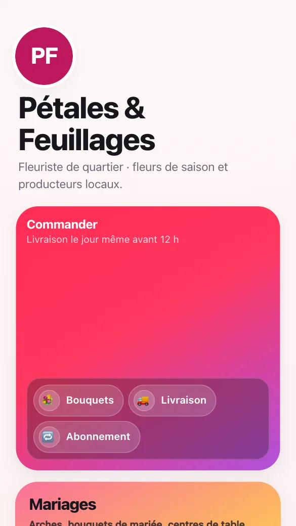 Aperçu du modèle Fleuriste