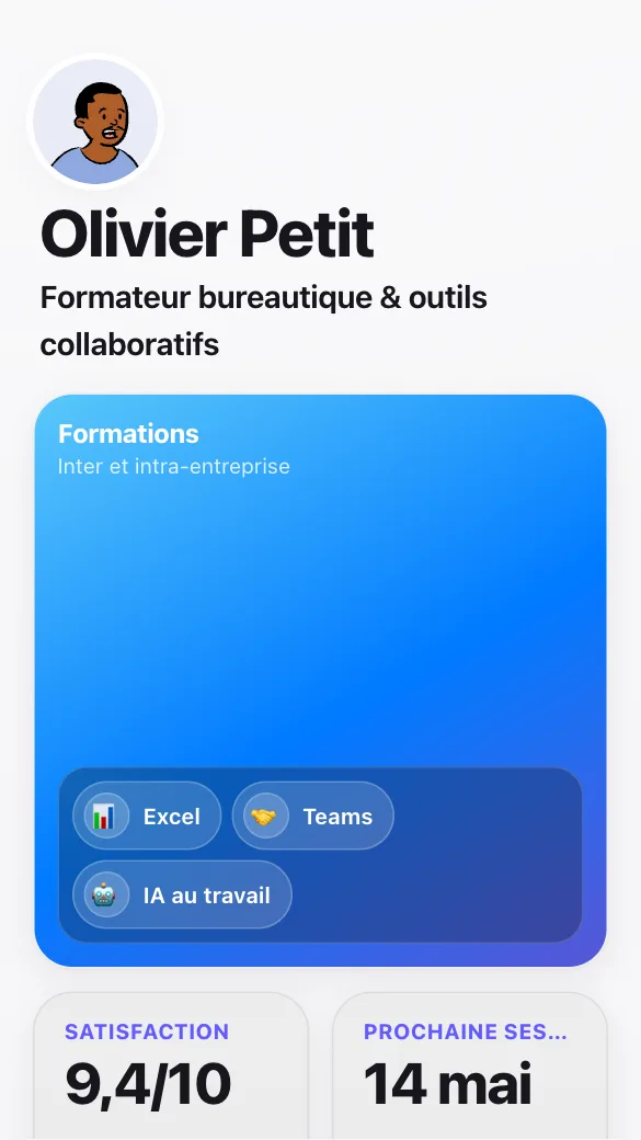 Aperçu du modèle Formateur