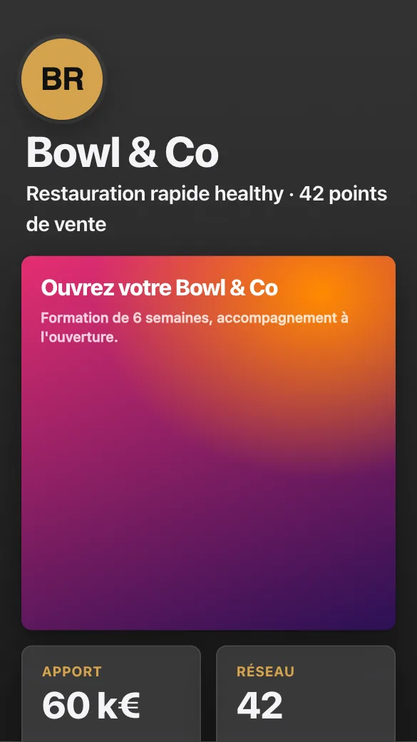 Aperçu du modèle Réseau de franchise