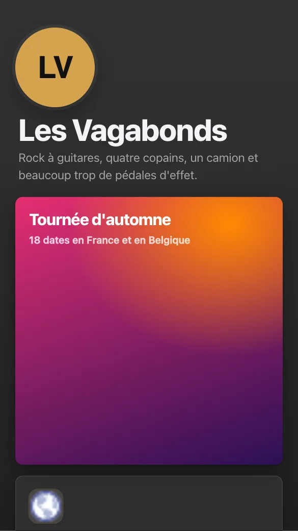 Aperçu du modèle Groupe de musique