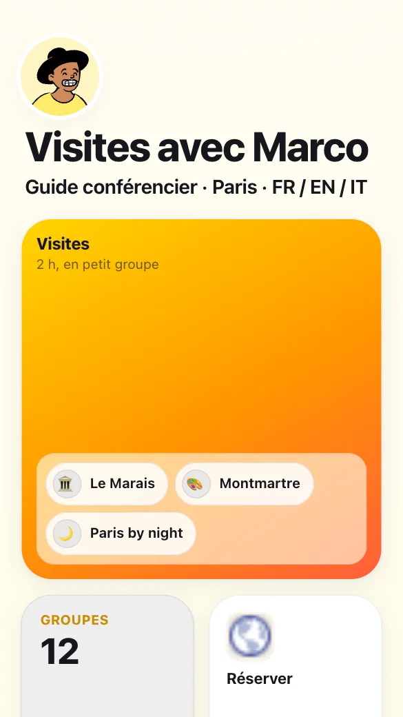 Aperçu du modèle Guide touristique