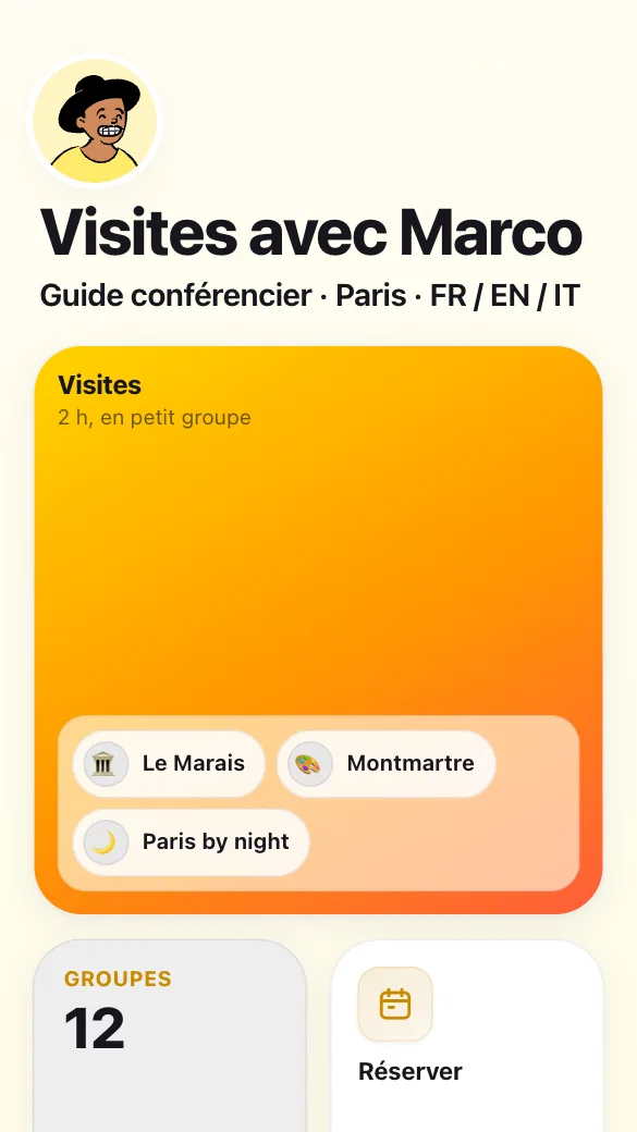 Aperçu du modèle Guide touristique
