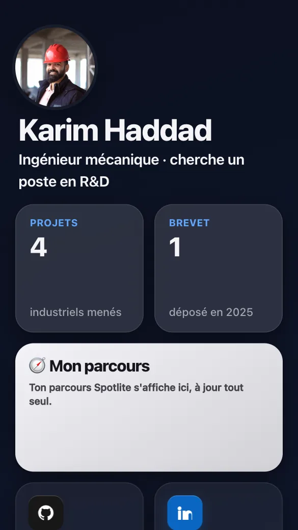 Aperçu du modèle Ingénieur candidat