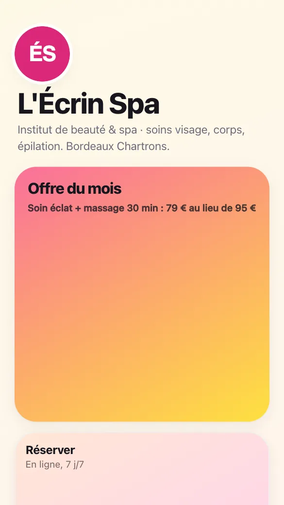 Aperçu du modèle Institut de beauté