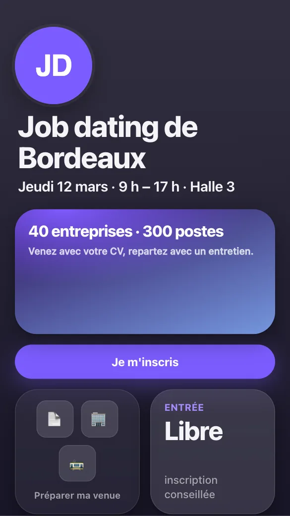 Aperçu du modèle Job dating