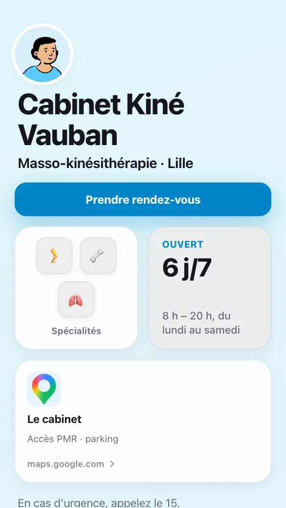 Aperçu du modèle Kinésithérapeute