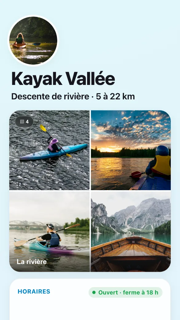 Aperçu du modèle Location de kayaks