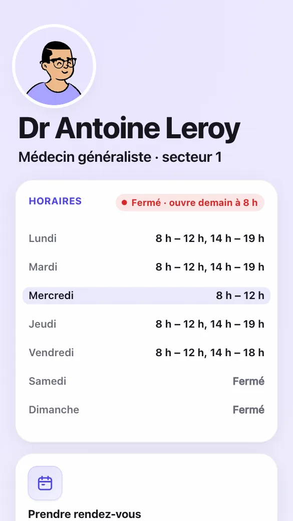 Aperçu du modèle Médecin généraliste