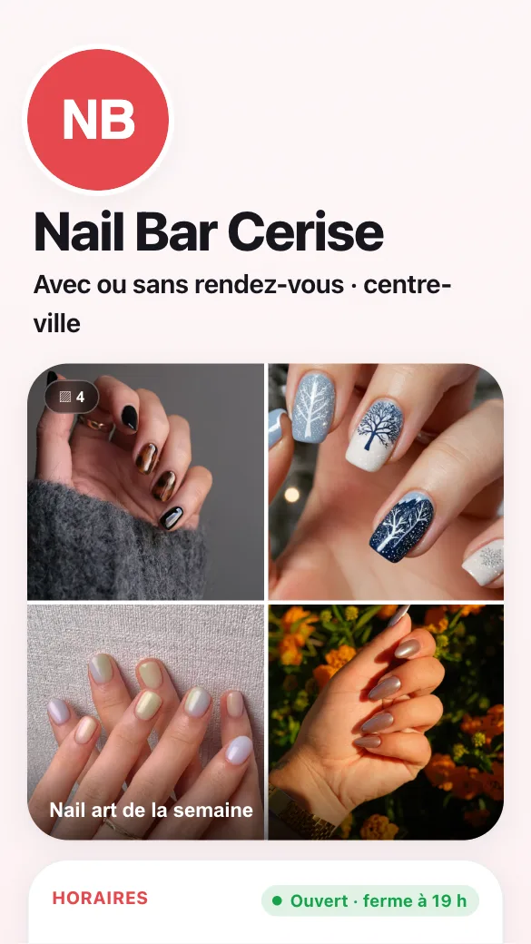Aperçu du modèle Nail bar