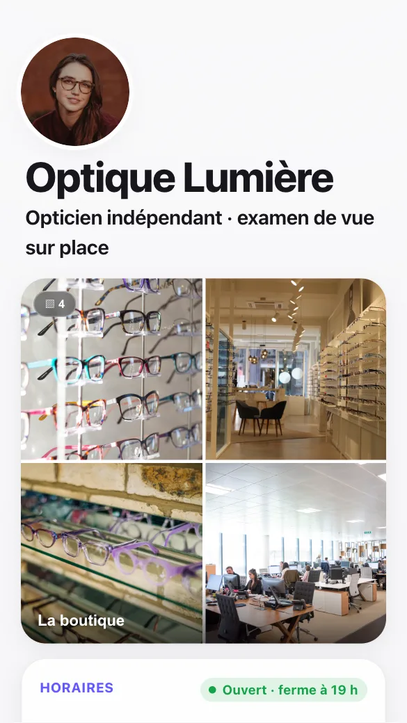 Aperçu du modèle Opticien