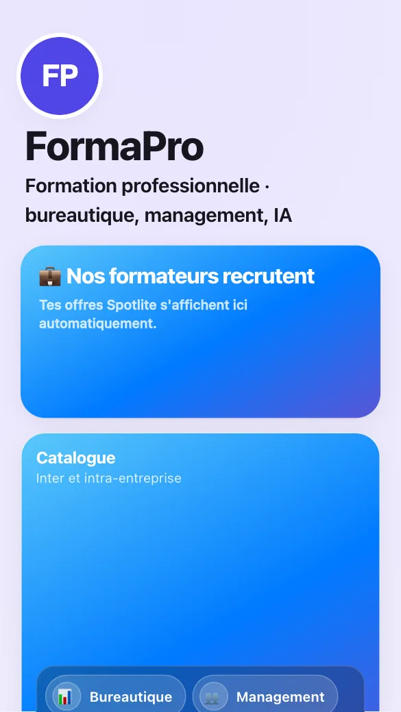 Aperçu du modèle Organisme de formation