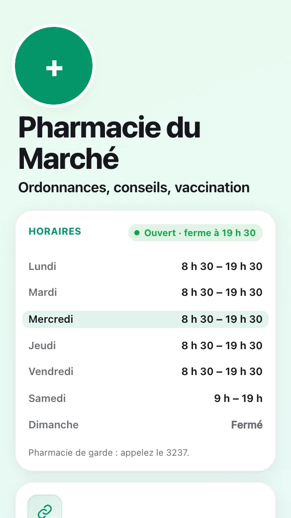 Aperçu du modèle Pharmacie