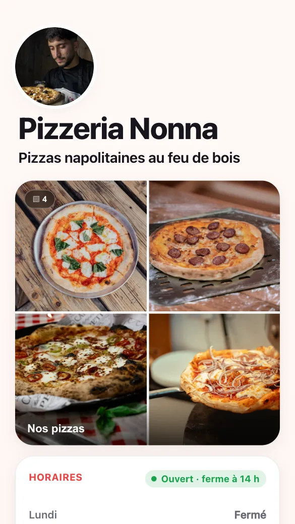 Aperçu du modèle Pizzeria