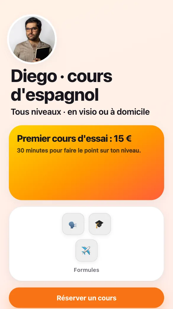 Aperçu du modèle Professeur d'espagnol