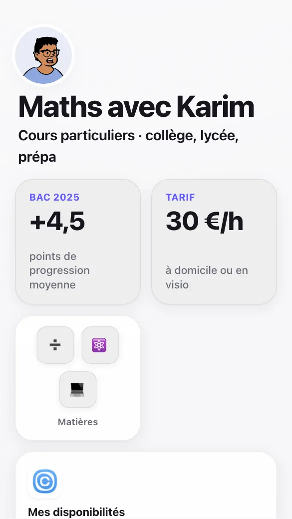 Aperçu du modèle Professeur particulier