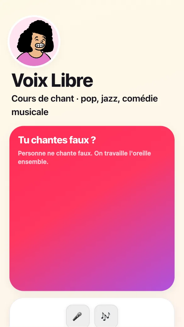 Aperçu du modèle Professeure de chant