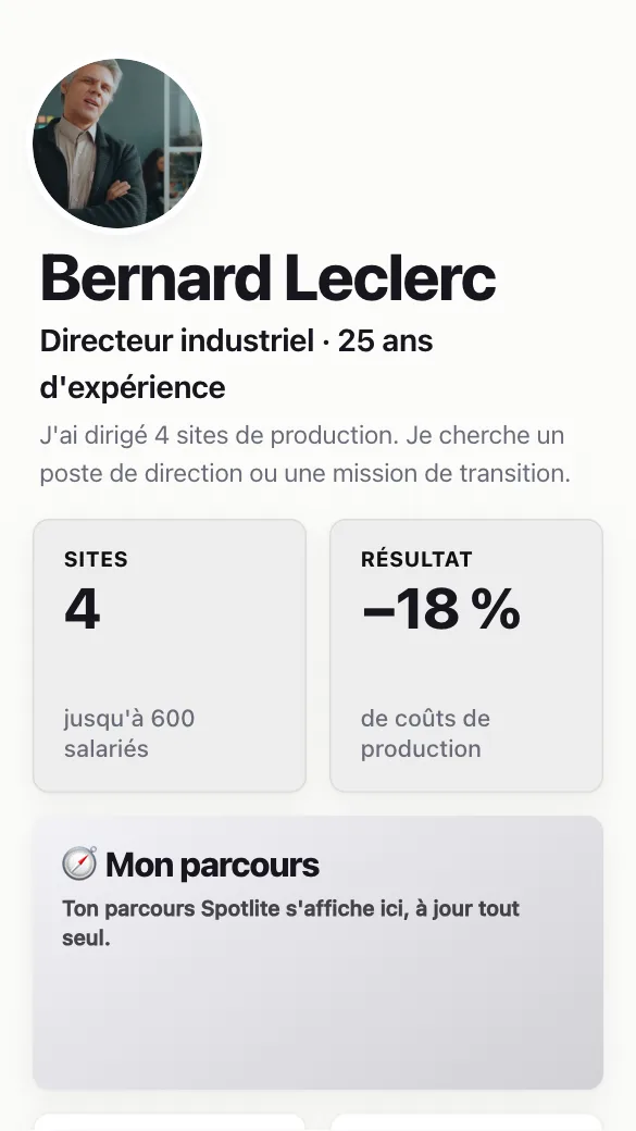 Aperçu du modèle Profil senior