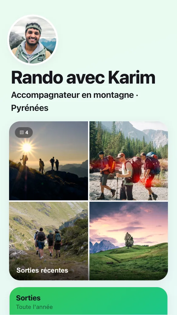 Aperçu du modèle Randonnées accompagnées